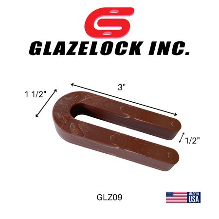 Glazelock 1/2" 3-1/2"L x 1-1/2"W 1/2" Slot, U-shaped Horseshoe Plastic Flat Shims Brown 250pc/box GLZ09